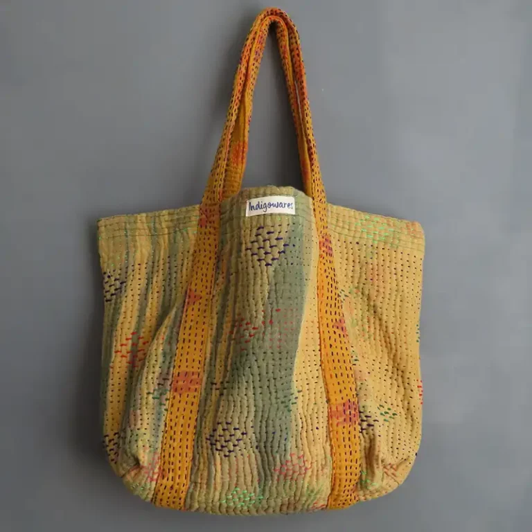 kantha stitched tote bag