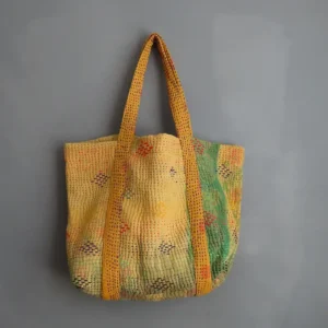 kantha stitched tote bag