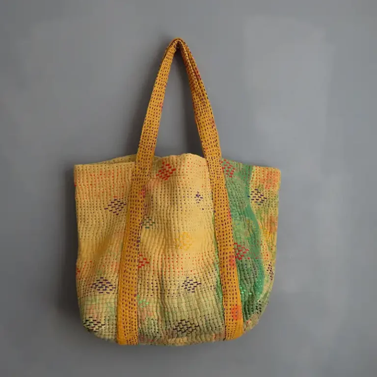 kantha stitched tote bag