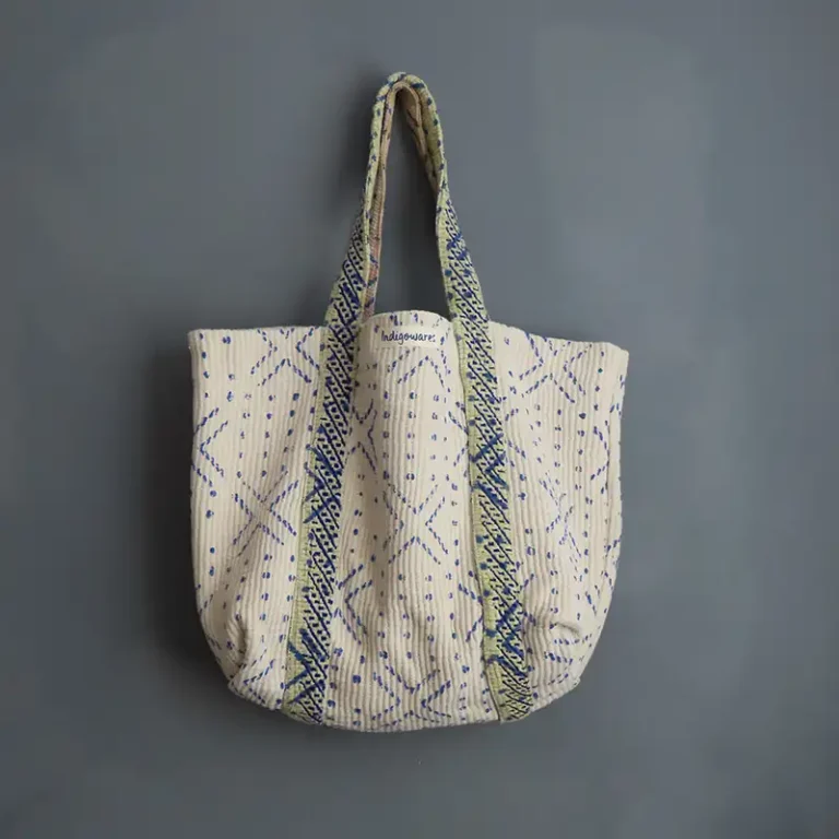 kantha fabric tote bag