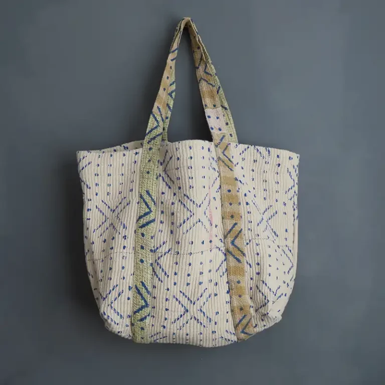 kantha fabric tote bag
