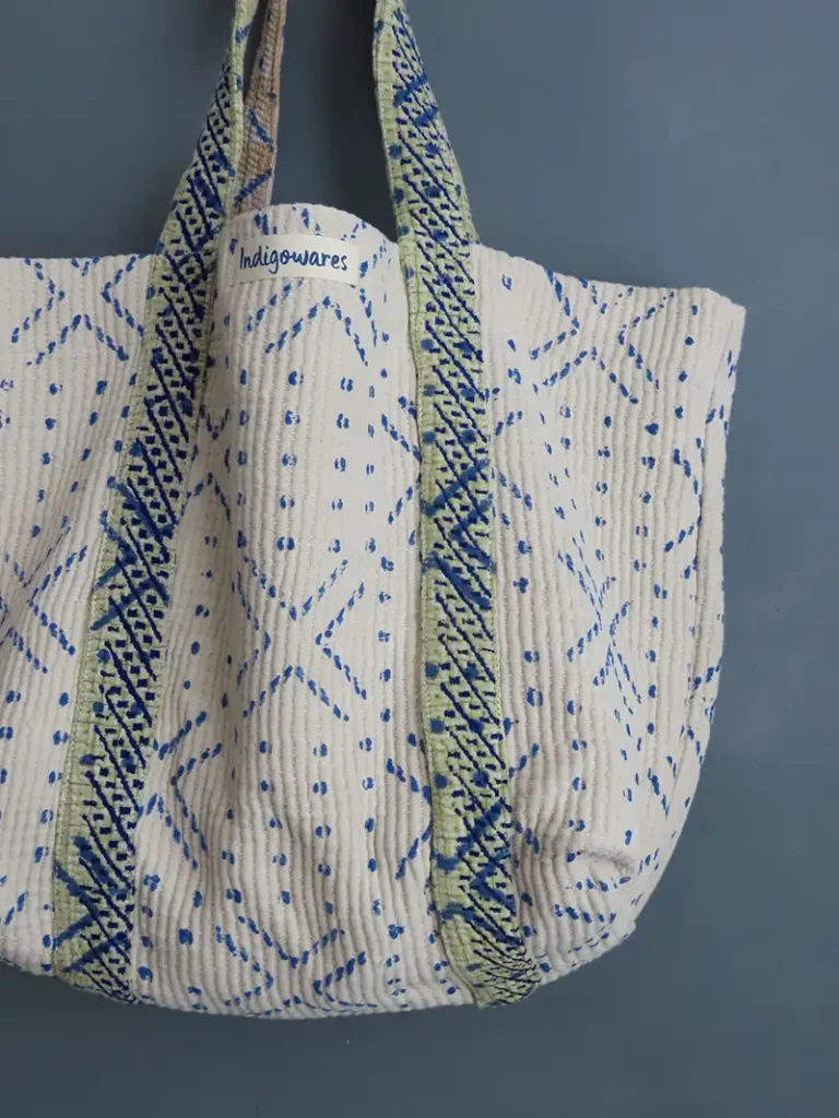 kantha fabric tote bag