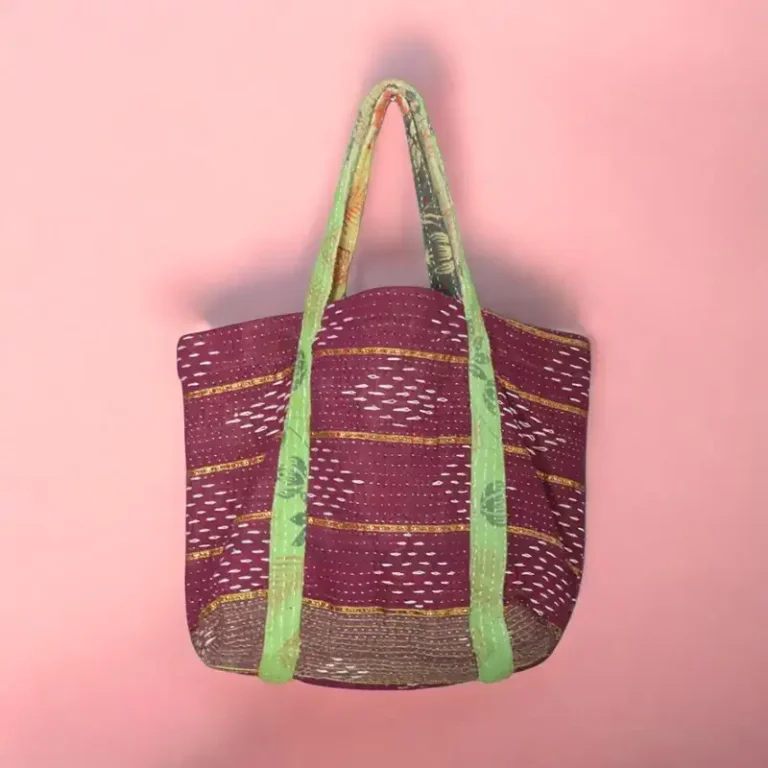 large kantha stitched tote bag