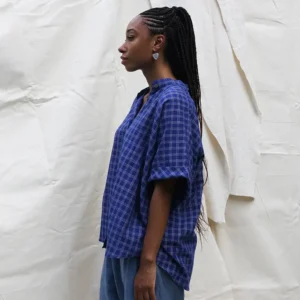 flat lay blue check shirt