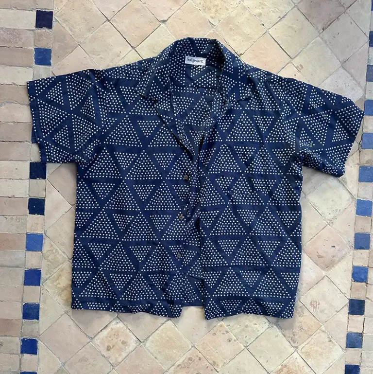 navy blue cotton short sleeve shirt