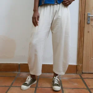 undyed cotton trousers