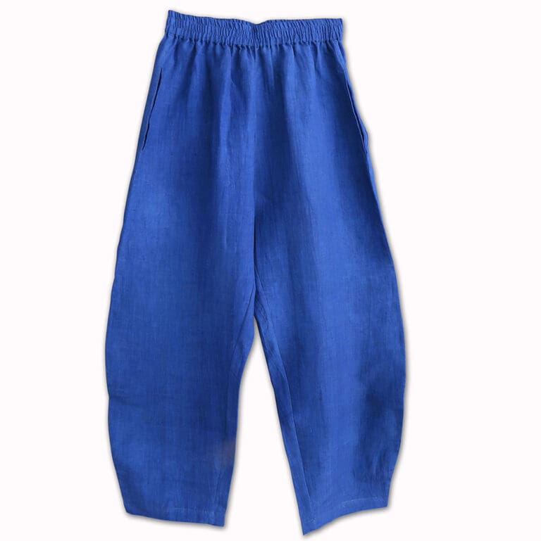 linen barrel leg trousers