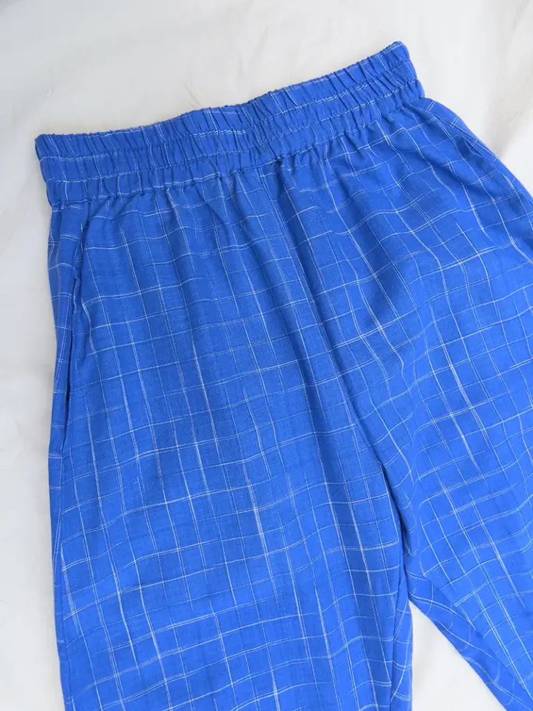 blue cotton check