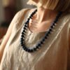 Naturally dyed cotton bead necklace - Indigo