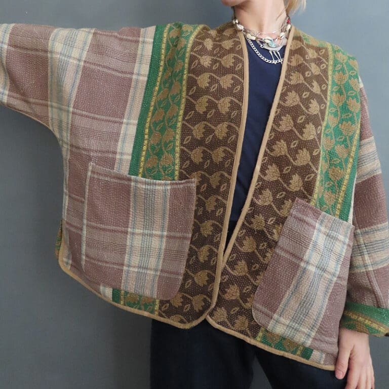 brown kantha jacket