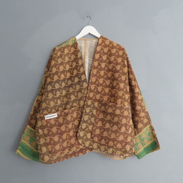 brown kantha jacket