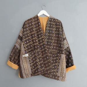 brown kantha jacket