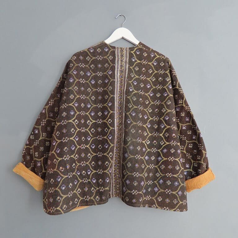 brown kantha jacket