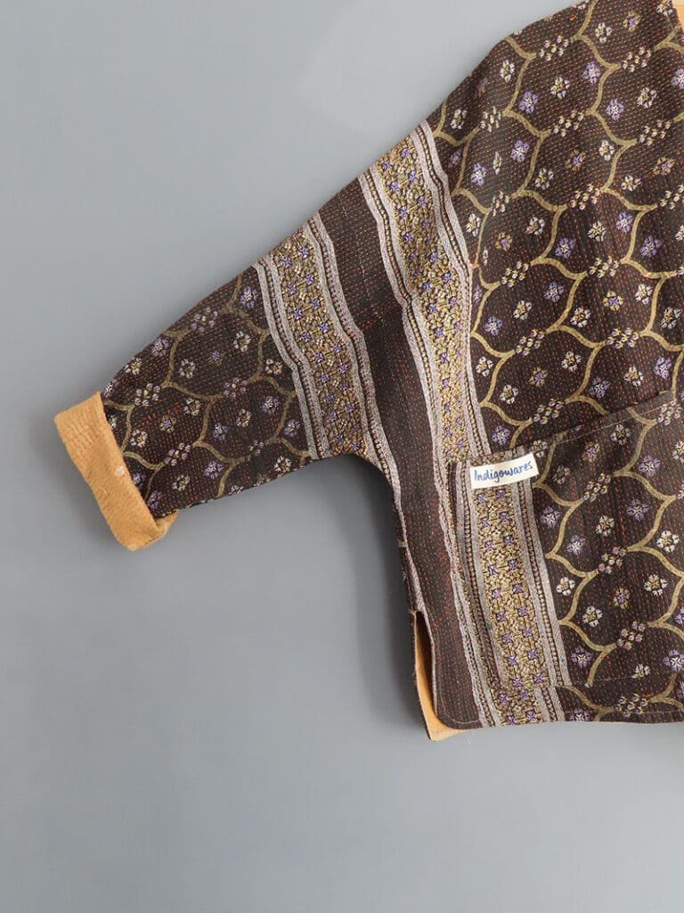 brown kantha jacket