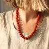 Naturally dyed cotton bead necklace - Madder