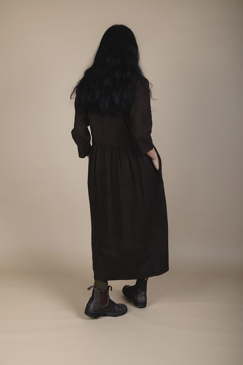 back view of dark brown dress