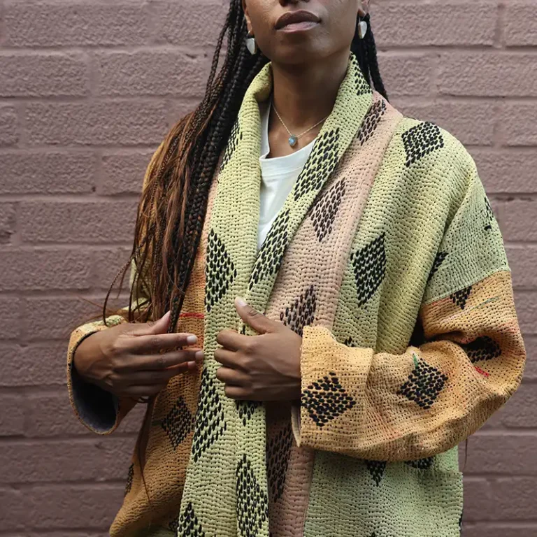 yellow patchwork jacket