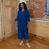 Button Front Dress  - Handloom Cotton - Natural Indigo