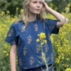 Natural Indigo Dyed T Shirts - Hand-Printed Detail