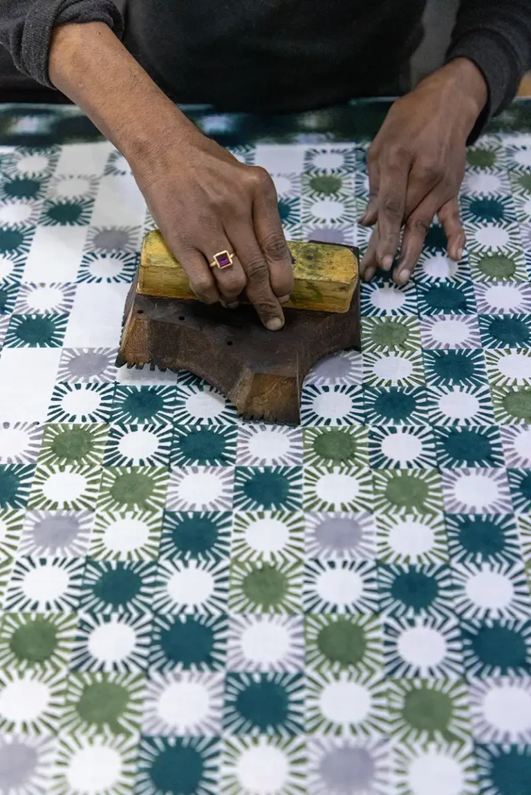 block printing onto fabric