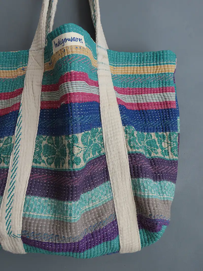 kantha fabric tote bag