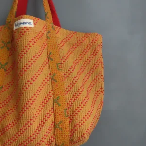zoom in of kantha stitches