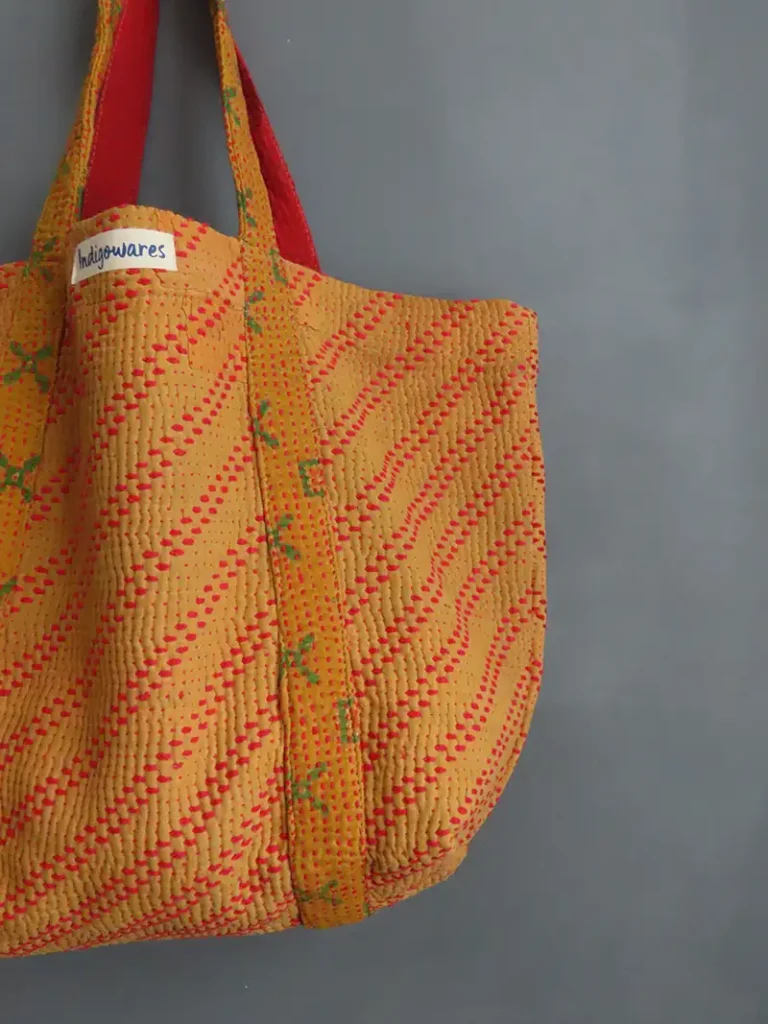 zoom in of kantha stitches