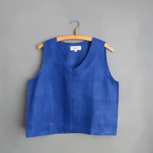 blue linen top