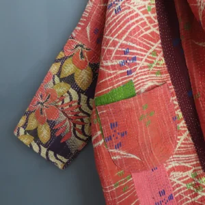 zoom in of kantha fabrc jacket details