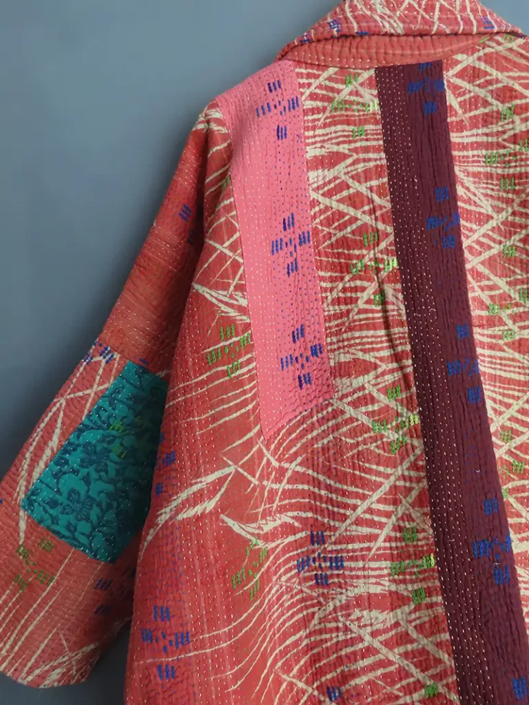 zoom in of kantha fabric details