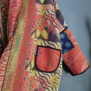 reversible kantha fabric jacket