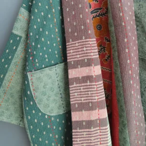 green patchwork kantha fabric jacket