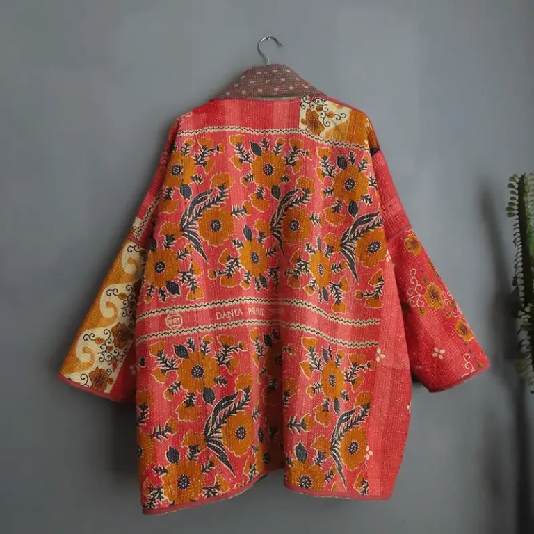 reverse side of long kantha jacket