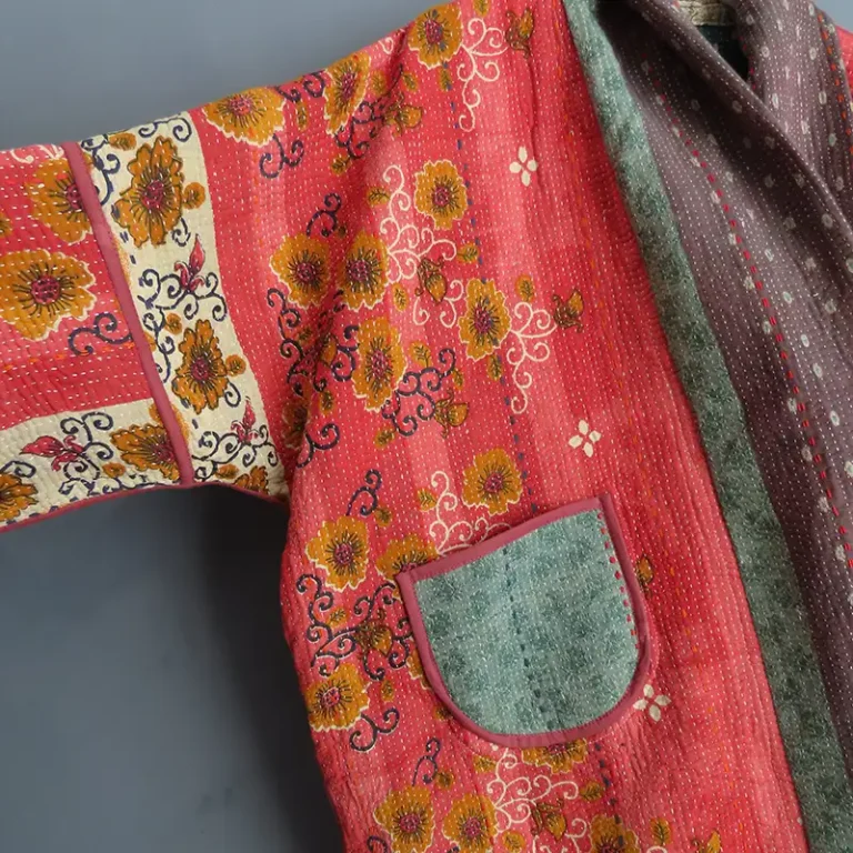 reverse side of long kantha jacket