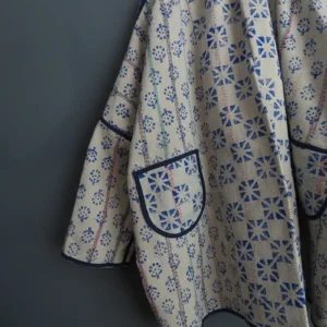 blue and white kantha fabric jacket