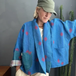 blue kantha jacket