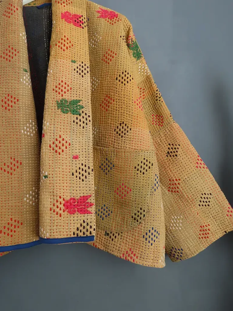 yellow kantha jacket