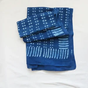 folded indigo dyed organic cotton scarf