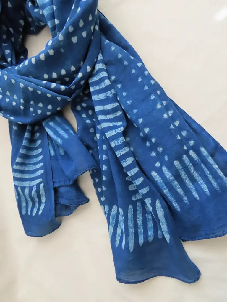 large indigo dyed cotton scarf