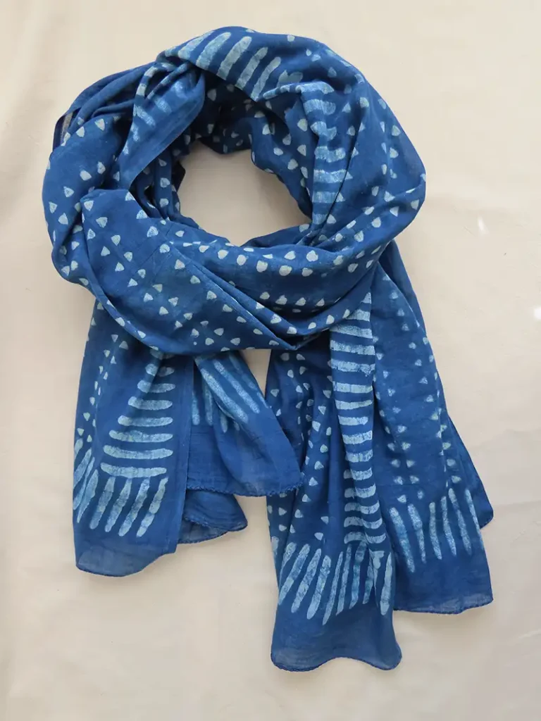 large indigo dyed cotton scarf