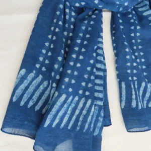 zoom in of indigo dyed scarf