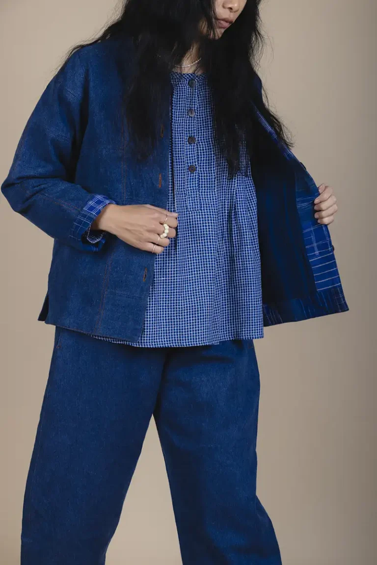 zoom in detail of patchwork jacket lining