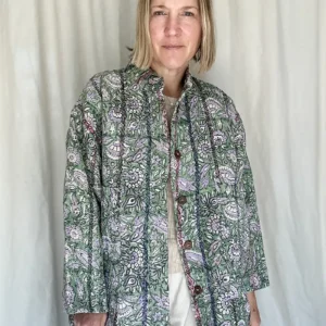 button up kantha quilted jacket