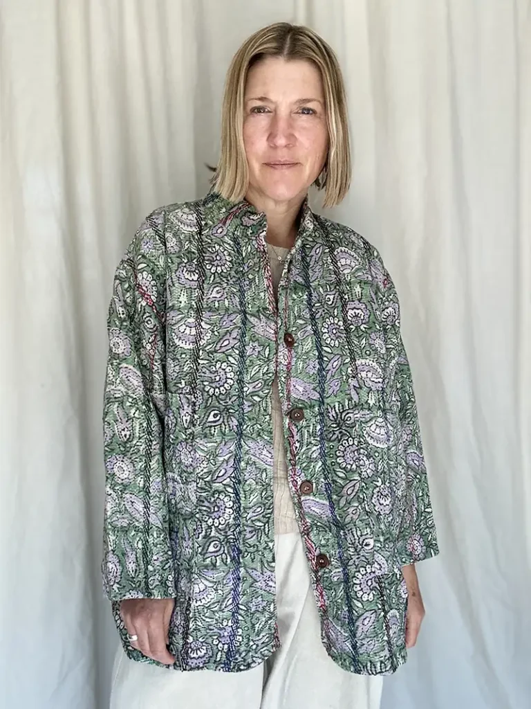 button up kantha quilted jacket