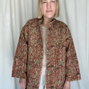 brown kantha quilted jacket
