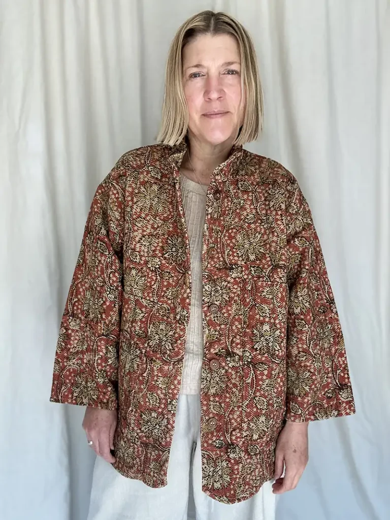 brown kantha quilted jacket
