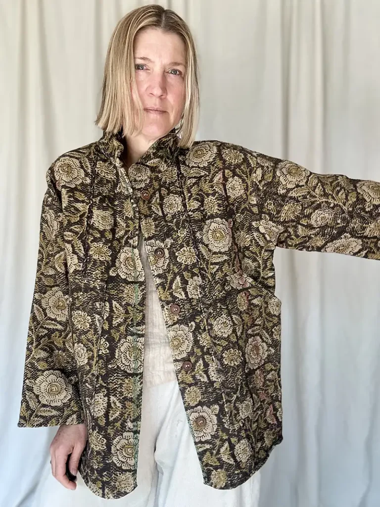 short black floral kantha jacket