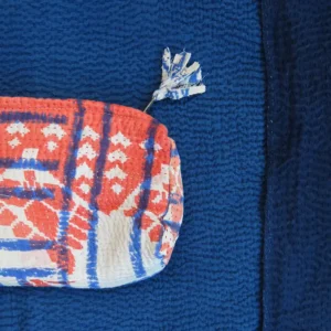 Small red white and blue kantha zipped