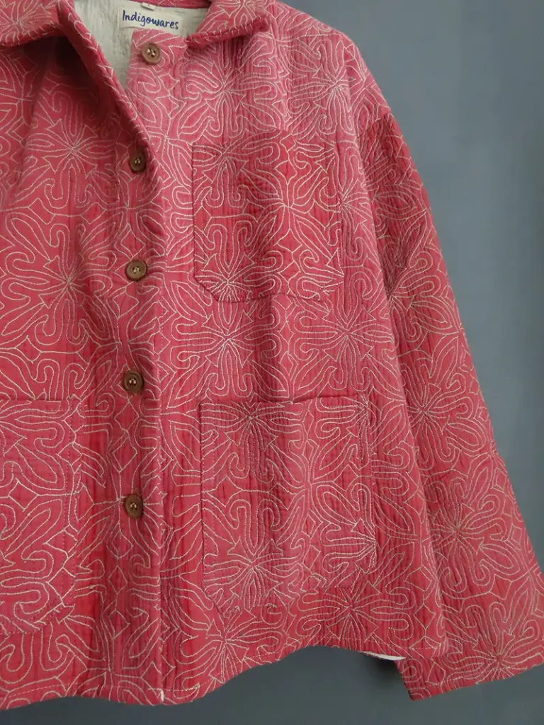 SHORT VINTAGE KANTHA JACKET HANGING UP