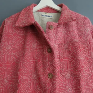 close up of vintage kantha stitches